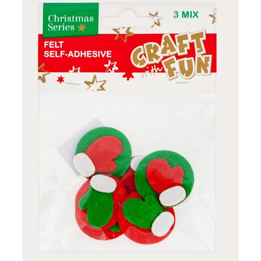 DECORATIVE SELF-ADHESIVE FELT CHRISTMAS MIX CRAFT WITH FUN 439589